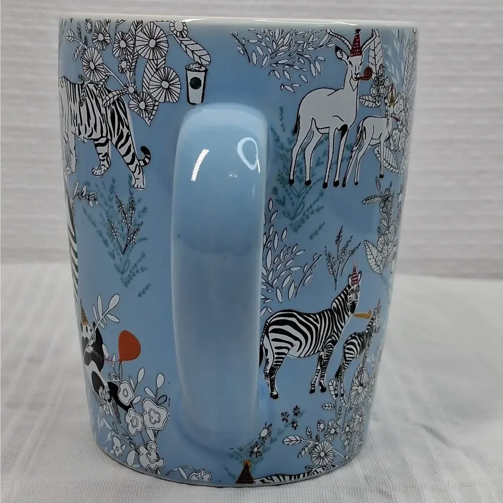 Starbucks 2020 Wild Zoo Animals Happy Birthday Blue Coffee Tea Mug Cup